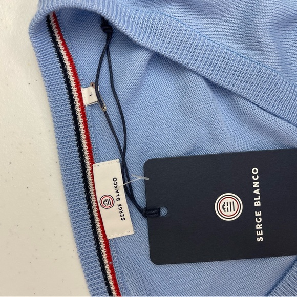 SERGE BLANCO SWEATER MEN’s NWT Light Blue - Picture 3 of 3